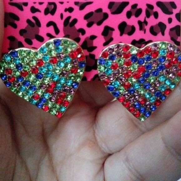 3 for 26 - Romantic Rhinestone Heart Shaped Statement Earrings - Picture 1 of 2